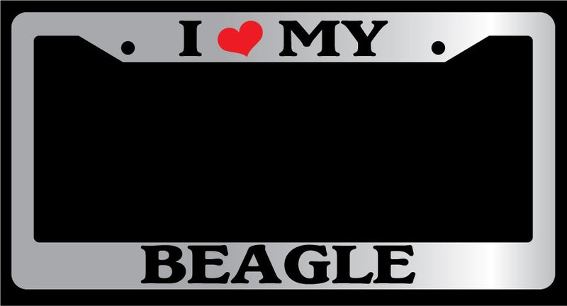Chrome License Plate Frame "I Heart My Beagle" Auto Accessory Novelty 273  Mod-GRAPH9856236-5629