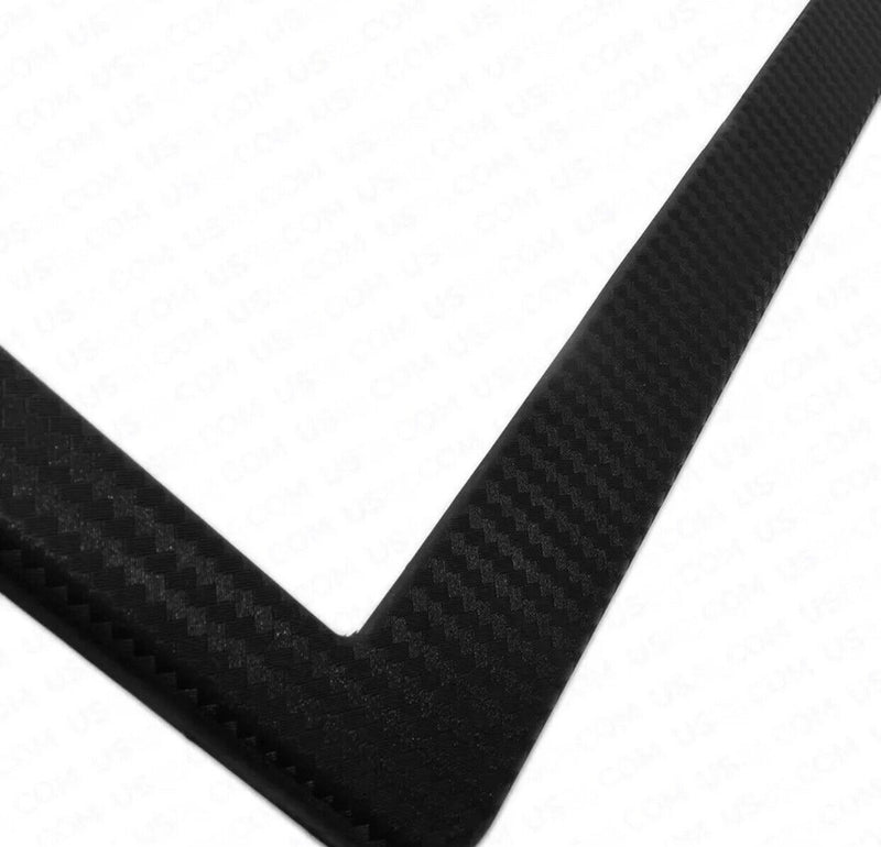 Carbon Fiber Style License Plate Frames Cover Front & Rear 2pc Set Sport Car SUV