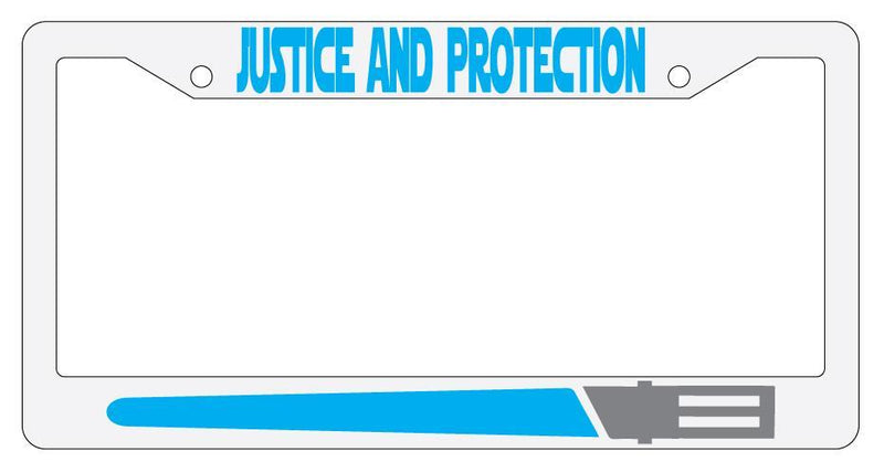 Justice And Protection LIGHT BLUE White Plastic License Plate Frame Star Wars  Mod-GRAPH9856236-2144