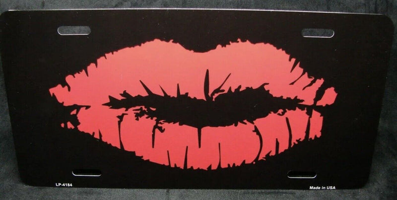 RED LIPS METAL NOVELTY LICENSE PLATE FOR CARS RED LIPSTICK HOT LIPS