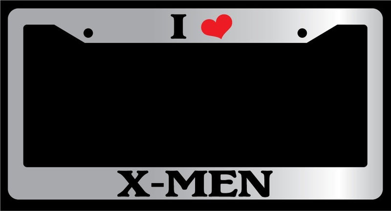 Chrome License Plate Frame "I Heart X-Men" Auto Accessory Novelty 14  Mod-GRAPH9856236-5838
