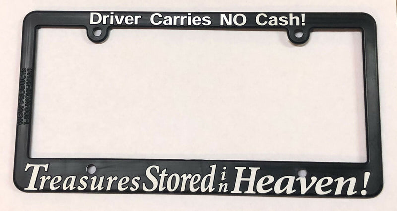 Black 3D Thin Top License Plate Frame Driver Carries No Cash Auto Accessory  Mod-GRAPH9856236-21