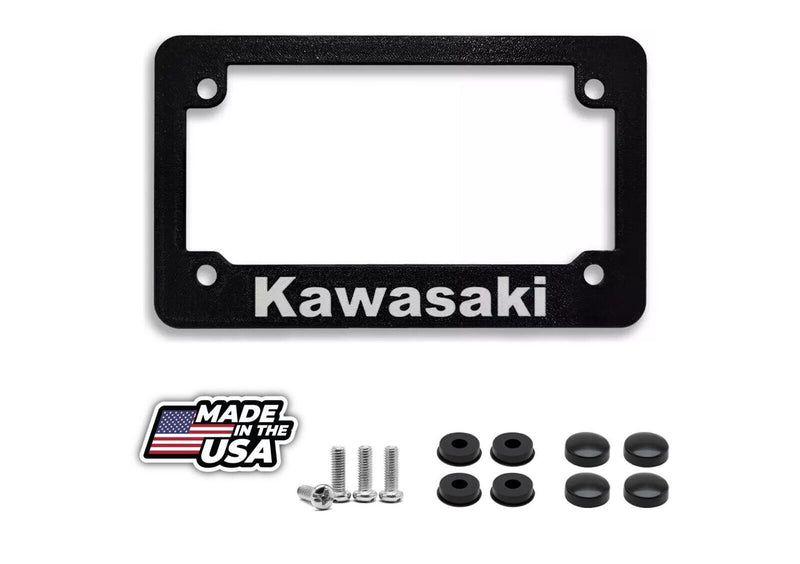 For Kawasaki Motorcycles Textured License Plate Frame ALL MODELS (WHITE)