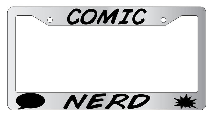 Comic Nerd Chrome METAL License Plate Frame Auto DC  Mod-GRAPH9856236-7934