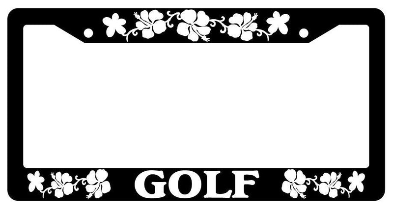 Black License Plate Frame GOLF HIBISCUS Auto Accessory 1650  Mod-GRAPH9856236-83