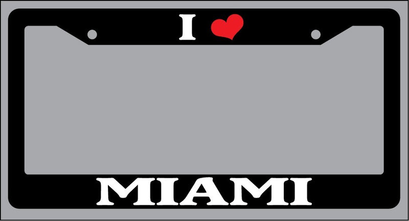 I Heart Miami Black Plastic License Plate Frame Auto  Mod-GRAPH9856236-10297