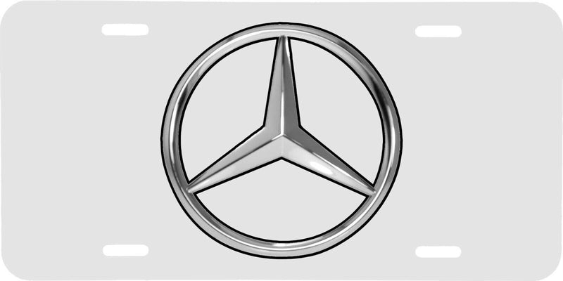 MERCEDES LOGO WITH WHITE BACKGROUND VEHICLE LICENSE PLATE AUTO CAR FRONT TAG