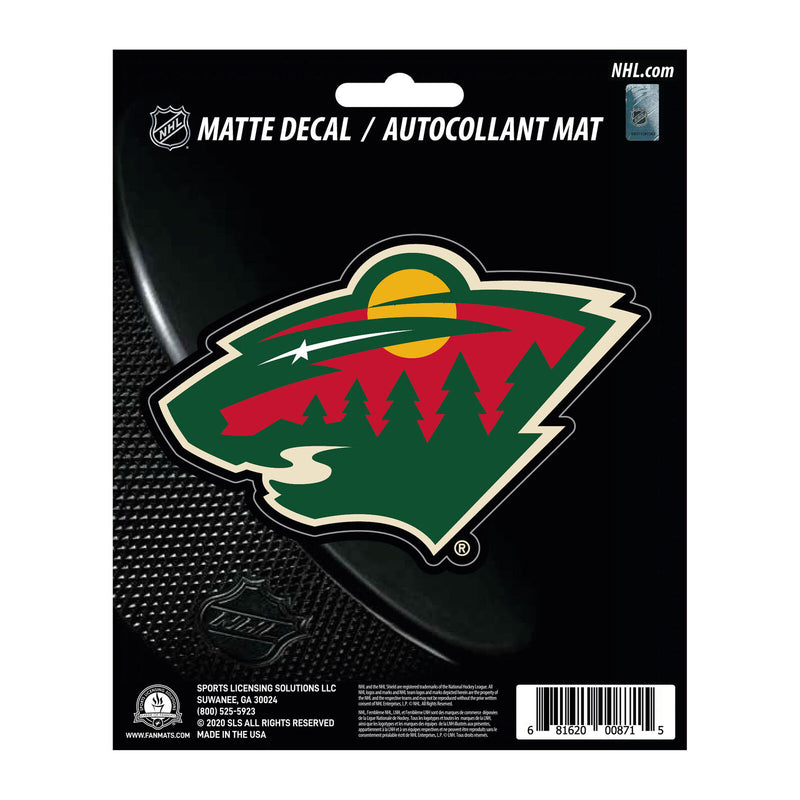 NHL Minnesota Wild Decal Matte 5"X6.25" Auto Boat Cooler Luggage