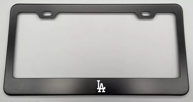 LA Dodgers License Plate Frame, Stainless Steel, Black, Rear, Screw-On, Universal Fitment, Road Legal