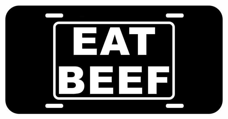 Eat BEEF Aluminum Metal Black License Plate novelty Tag Farmer Cattle Truck 3
