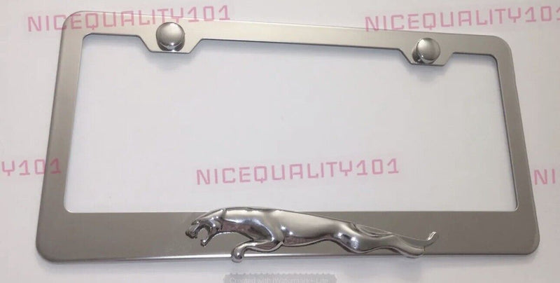 3D Jaguar Logo Stainless Steel Chrome Finished License Plate Frame Rust Free