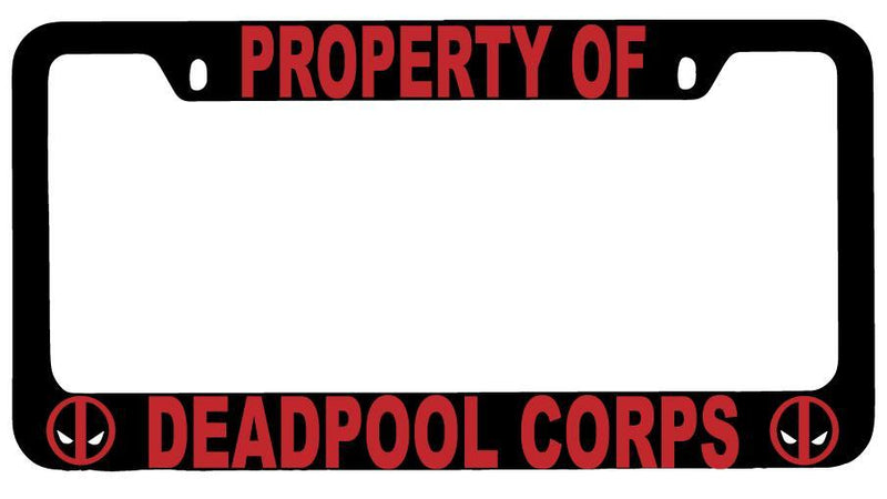 Black METAL Property Of For Deadpool Corps License Plate Frame Auto Accessory  Mod-GRAPH9856236-9174