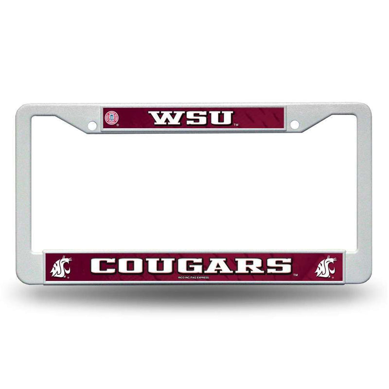 NCAA Washington State Cougars White Plastic License Plate Frame