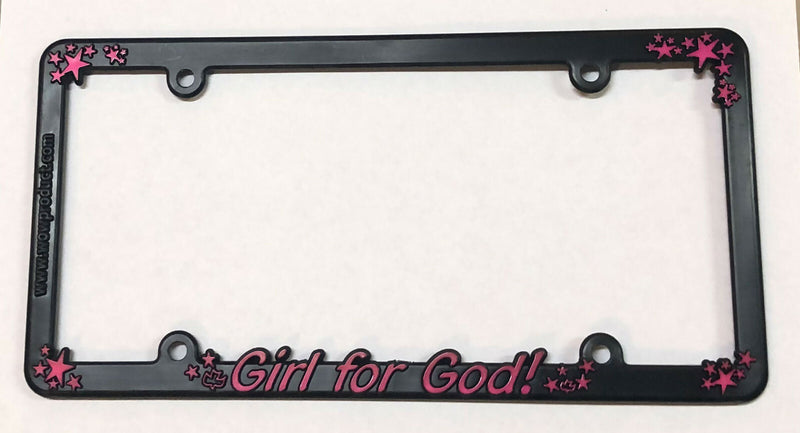 Black 3D Thin Top License Plate Frame Girl For God Auto Accessory  Mod-GRAPH9856236-20