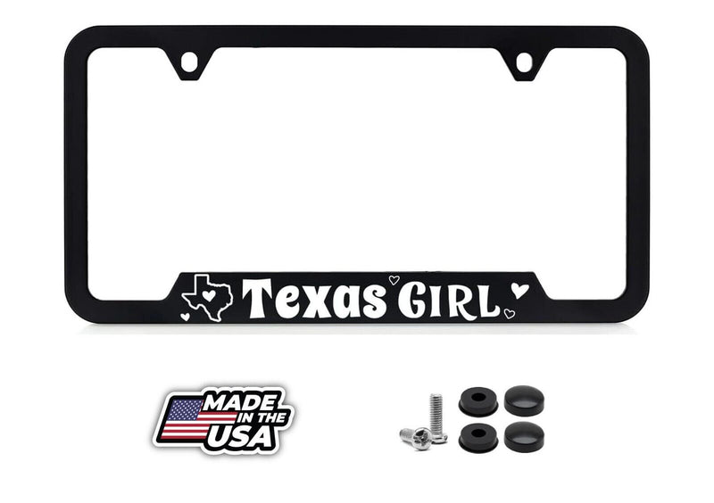 Texas Girl Universal Black Stainless Steel Metal License Plate Frame