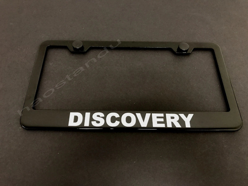 1x DISCOVERY BLACK Stainless Metal License Plate Frame + Screw Caps, 1 Year Manufacturer Warranty