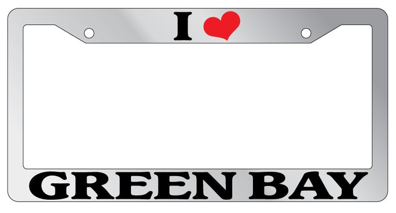 Chrome METAL License Plate Frame I HEART GREEN BAY Auto Accessory 1325  Mod-GRAPH9856236-9631