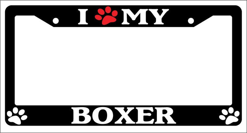 Black License Plate Frame I Heart My Boxer (Paw) Auto Accessory Novelty 308  Mod-GRAPH9856236-1148