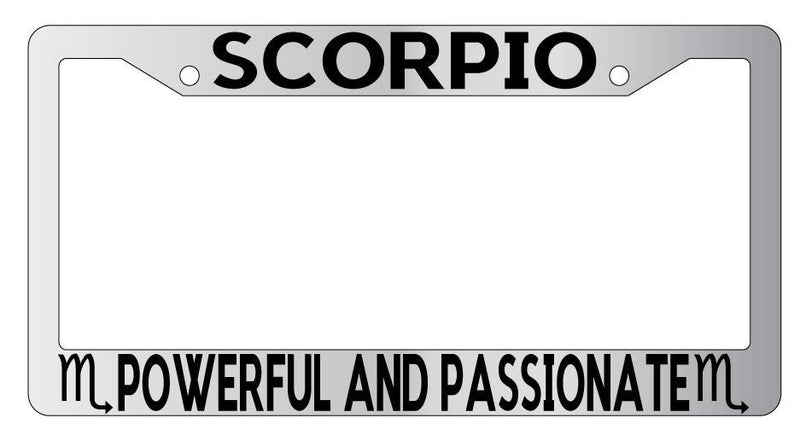Chrome License Plate Frame Auto Accessory Scorpio Power and Passionate  Mod-GRAPH9856236-5430