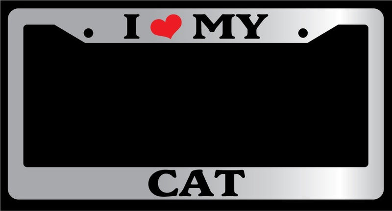 Chrome License Plate Frame "I Heart My Cat" Auto Accessory Novelty -324  Mod-GRAPH9856236-5634