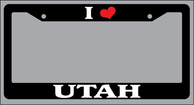 Black License Plate Frame "I Heart Utah" Auto Accessory Novelty  Mod-GRAPH9856236-863