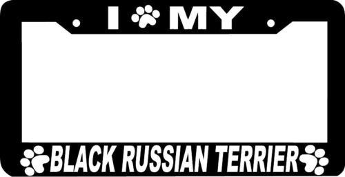 BLACK RUSSIAN TERRIER paw print License Plate Frame
