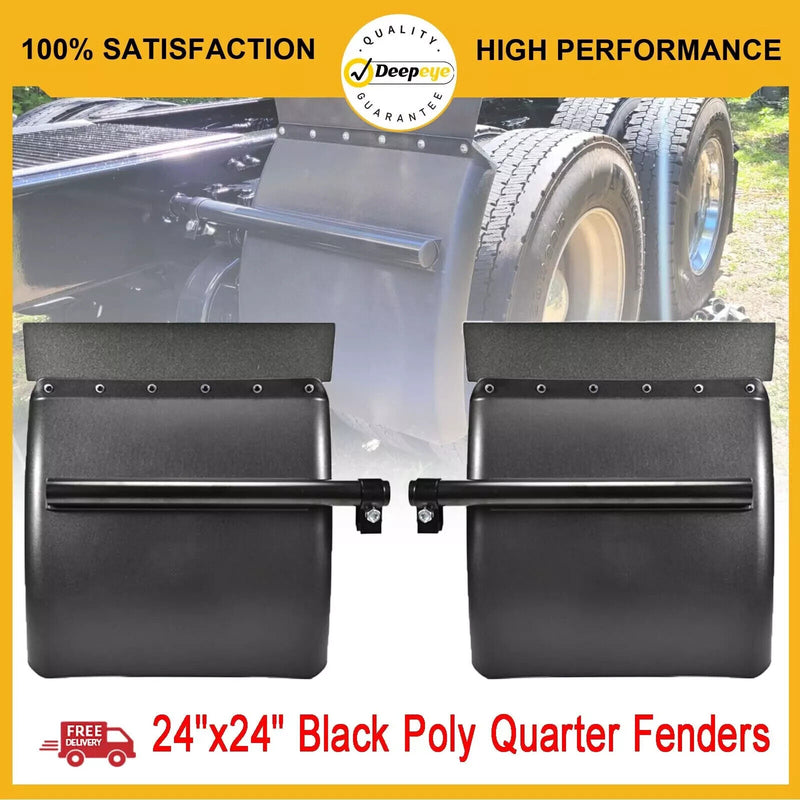 Quarter Fenders For Semi Truck 24x24 Freightliner Kenworth Peterbilt Set w Hardw