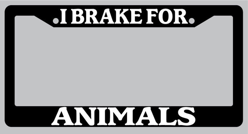 Black License Plate Frame "I Brake For Animals" Auto Accessory 878  Mod-GRAPH9856236-992