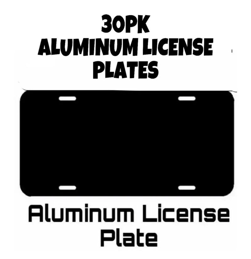 30PK ALUMINUM LICENSE PLATE Blank Gloss Black Metal Tag With Protective Sheet