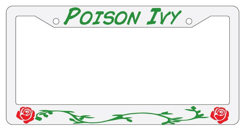Poison Ivy (Design 1) White Plastic License Plate Frame  Mod-GRAPH9856236-4091