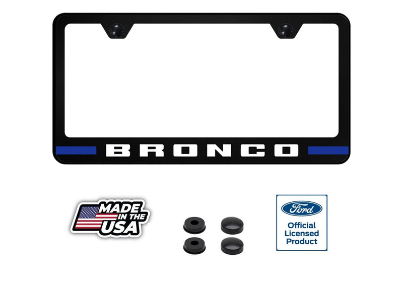 Ford Bronco UV Painted Unbreakable Polycarbonate License Plate Frame - Blue