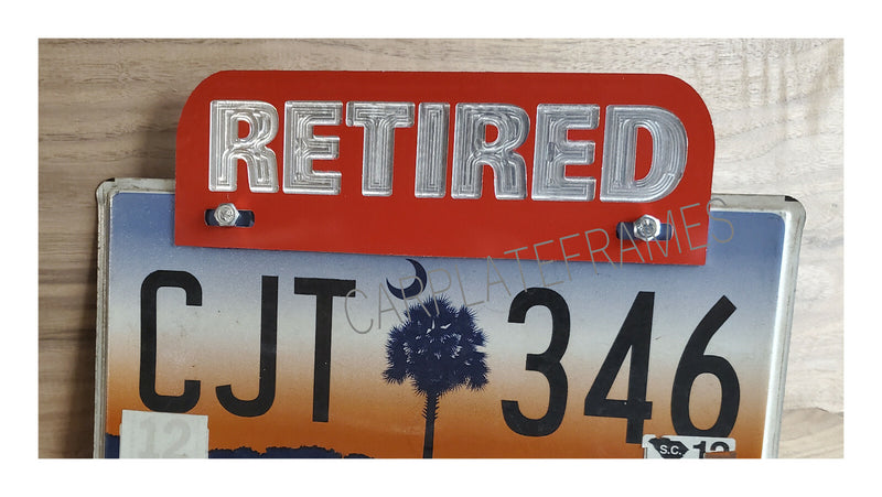 metal RETIRED FIREFIGHTER engraved License Half Plate frame Topper emt fire