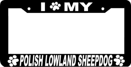 POLISH LOWLAND SHEEPDOG paw print License Plate Frame