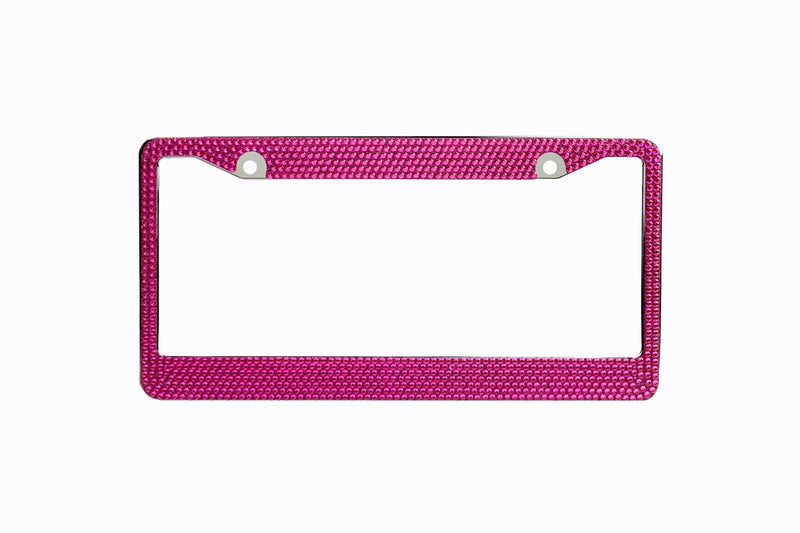 2 Pink Bling Glitter Crystal RhineStone License Plate Frame Car Auto