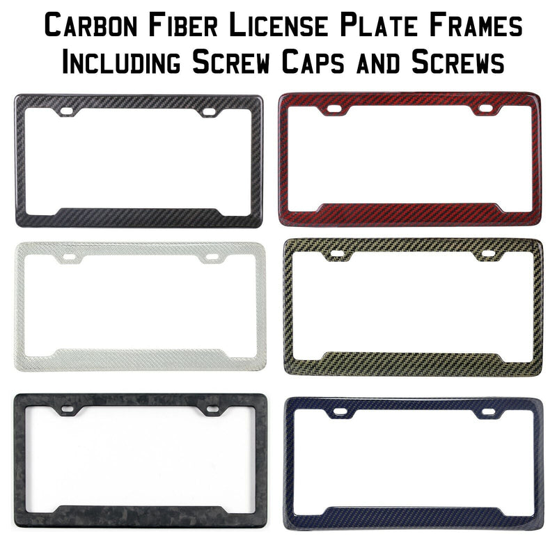 Real Carbon Fiber All States License Plate Frame + Hardware Choose Your Finish