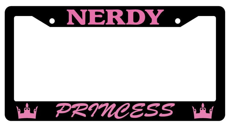 Black License Plate Frame NERDY PRINCESS(PINK) Auto Accessory  Mod-GRAPH9856236-1883
