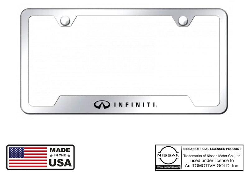 Infiniti Logo Mirrored Chrome Notched License Plate Frame Official Licensed