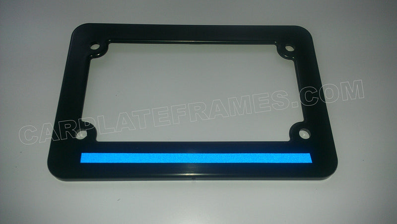 REFLECTIVE MOTORCYCLE Blue Line License Plate Frame thin REFLECTIVE police