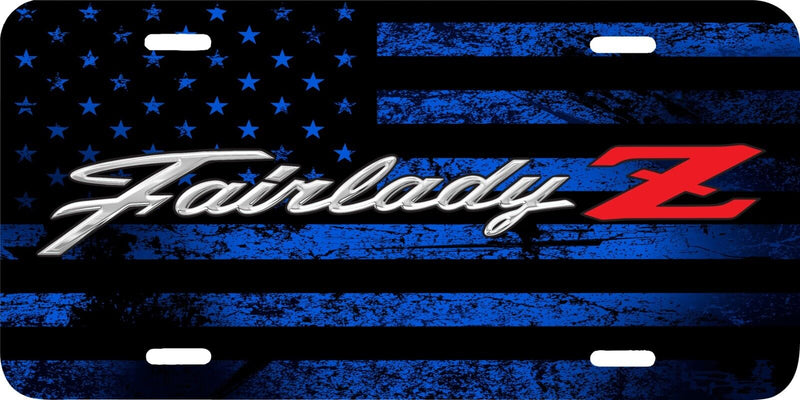 NISSAN FAIRLADY Z LOGO BLUE AMERICAN FLAG FRONT VEHICLE LICENSE PLATE CAR TAG