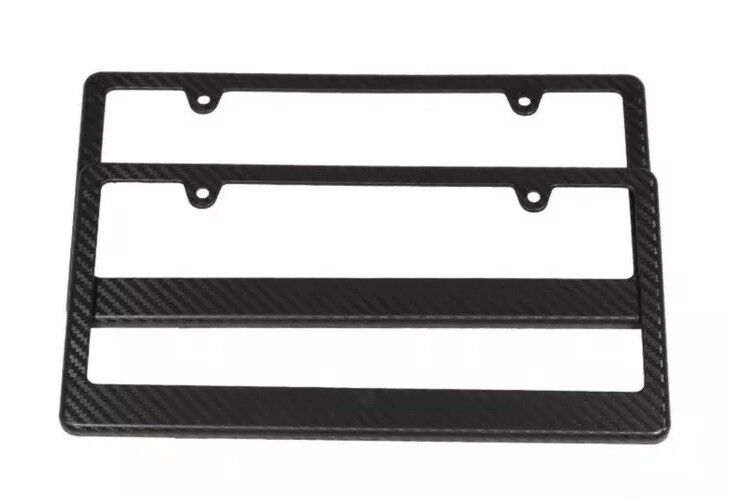 Carbon Fiber Texture License Plate Frame Cover Tag Holder Front & Rear 2PC Set