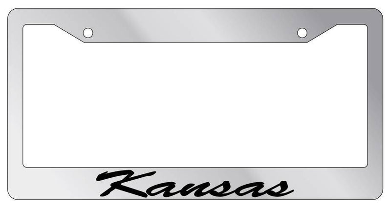 Chrome License Plate Frame CURSIVE Kansas Auto Accessory 1218  Mod-GRAPH9856236-5057