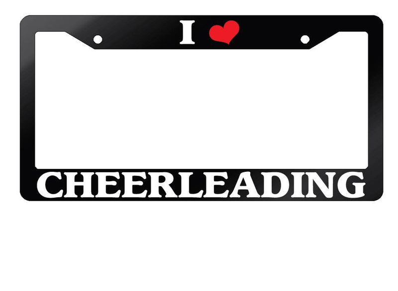 Glossy Black License Plate Frame I HEART CHEERLEADING Auto Accessory  Mod-GRAPH9856236-7550