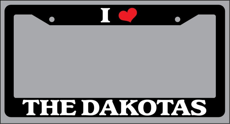 Black License Plate Frame "I Heart The Dakotas" Auto Accessory Novelty  Mod-GRAPH9856236-860