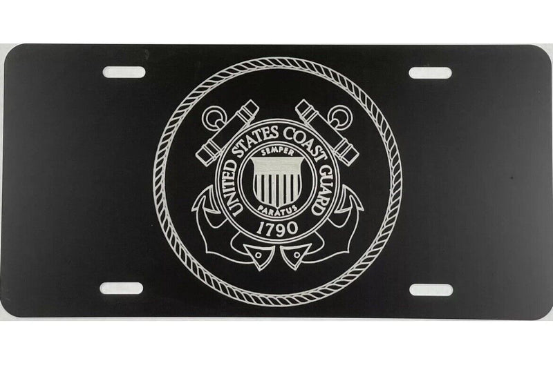 NEW US Coast Guard A1 Seal Laser Engraved License Plate Car Tag Gift Flat Black