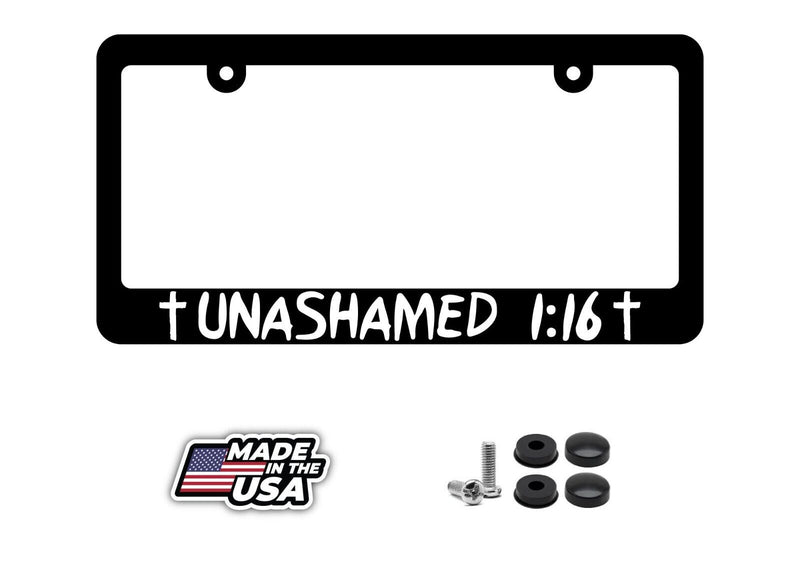 Unashamed 1:16 License Plate Frame - JDM KDM Plate Cover Romans Religious