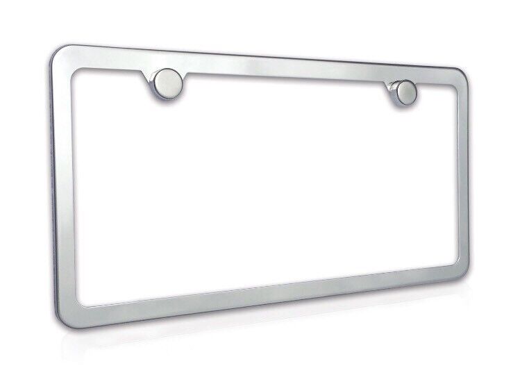 2PCS SLIM CHROME STAINLESS STEEL LICENSE PLATE FRAME SCREW CAP /SLIM 2 HOLE CF-2