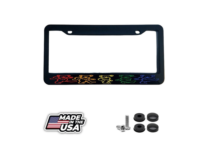 Grateful Dead Dancing Bears Glossy Black License Plate Frame