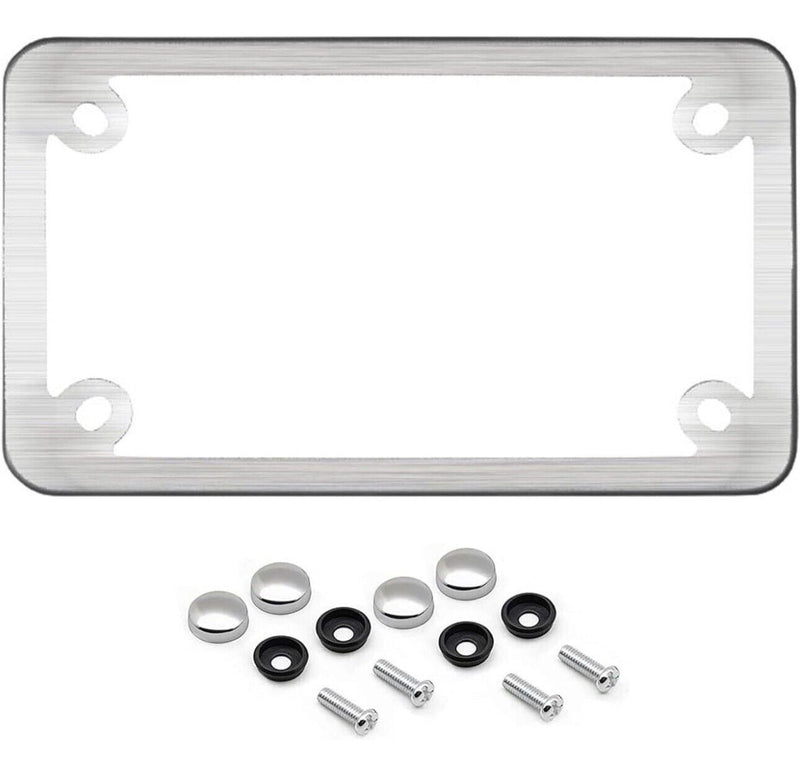 Motorcycle License Plate Frame Brushed 304 Stainless Steel Including Hardware