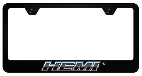 Mopar HEMI Chrome Logo Black Polycarbonate License Plate Frame Official Licensed v2