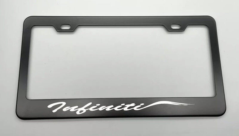 Black License Plate Frame Stainless Steel with Laser Engraved fit infiniti